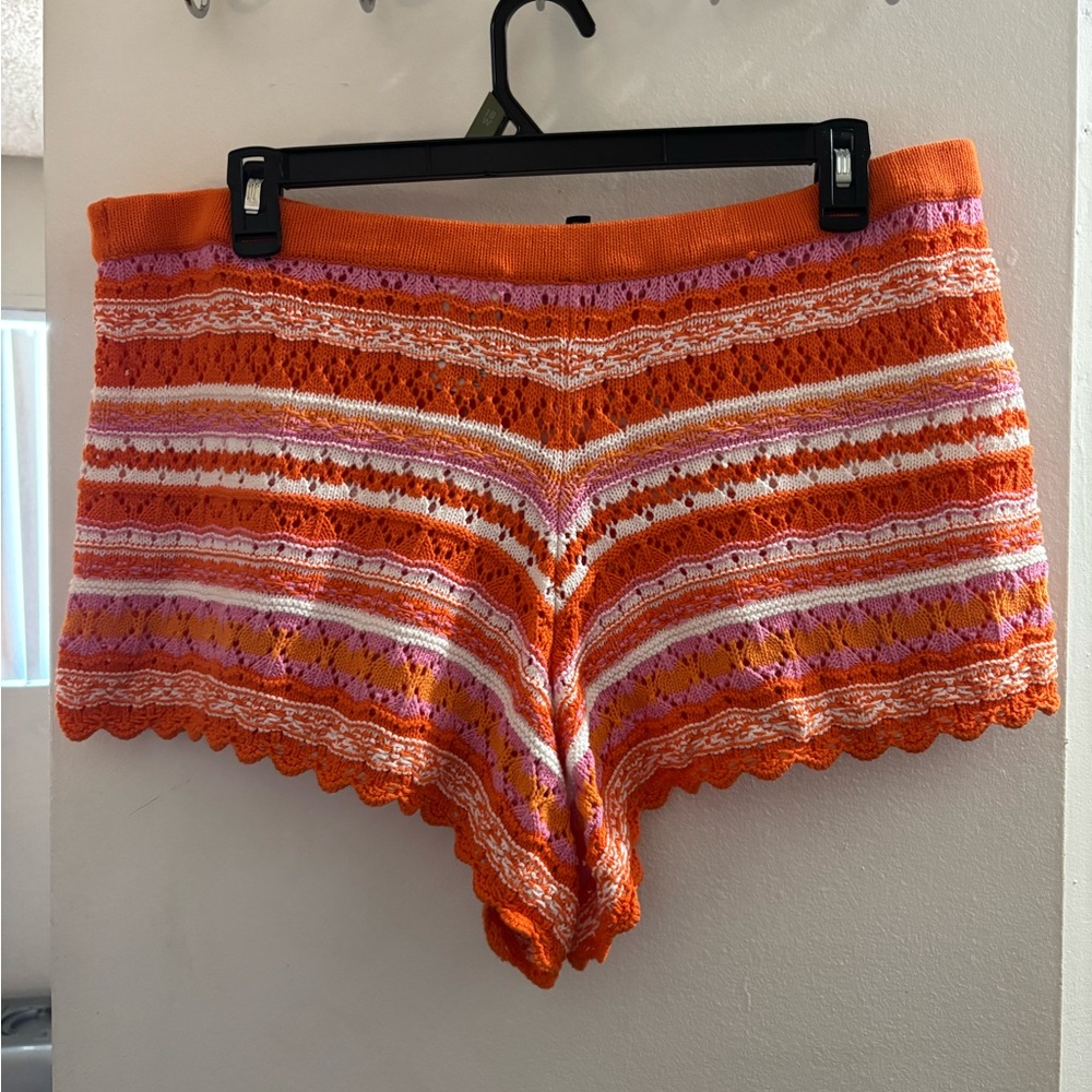 H&M Orange and Pink Lace Knit Women's Shorts